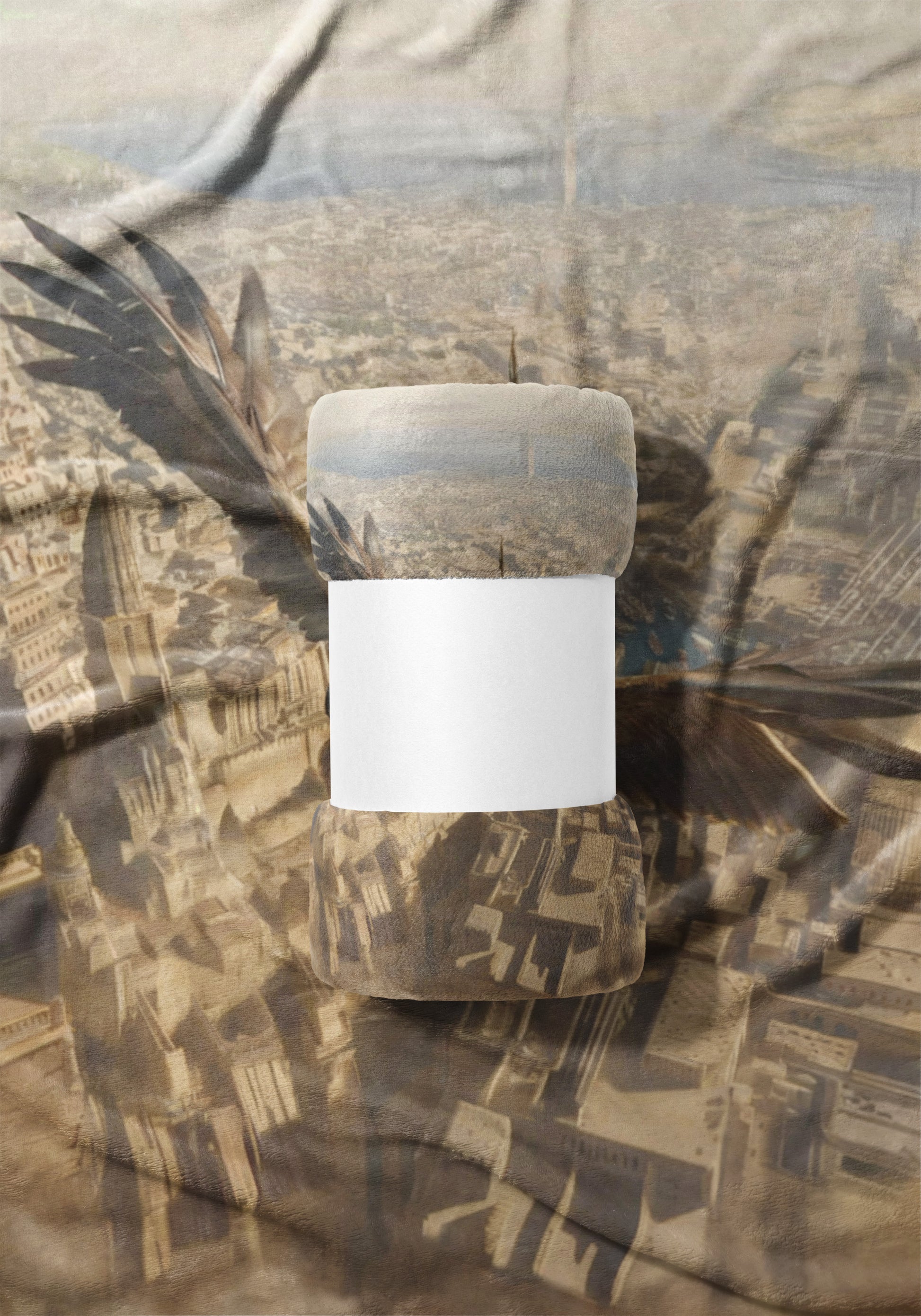 Mystical Eagle Soaring Over Cityscape Blanket