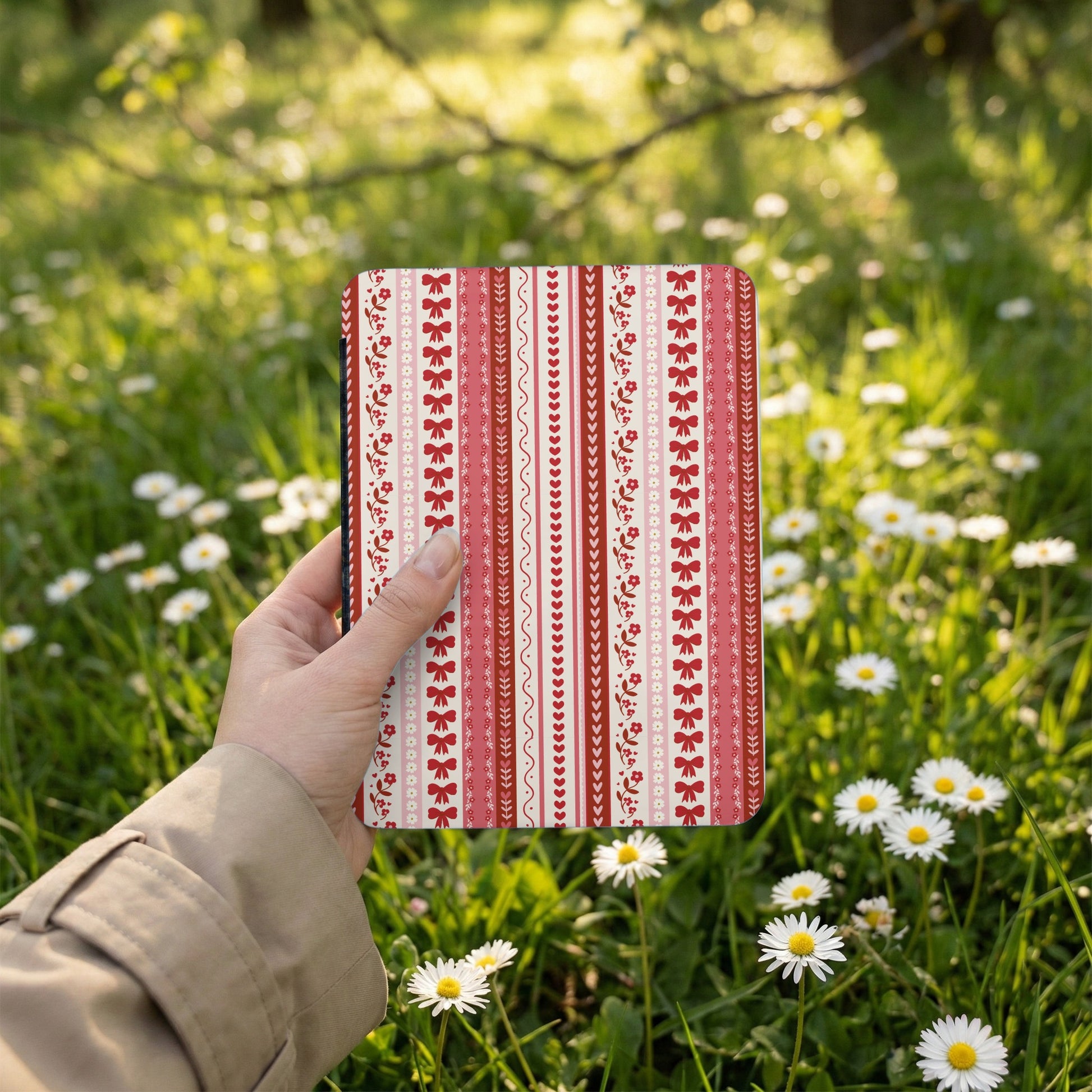 Red and White Floral Pattern Decorative Notebook