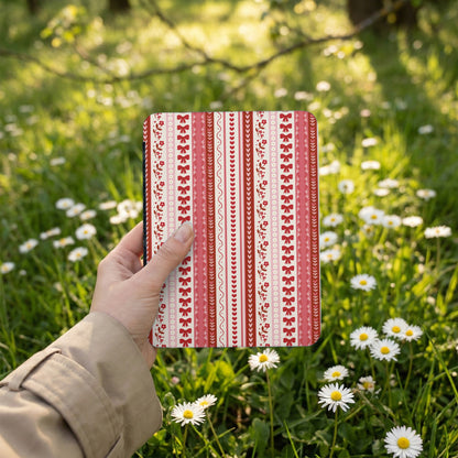 Red and White Floral Pattern Decorative Notebook