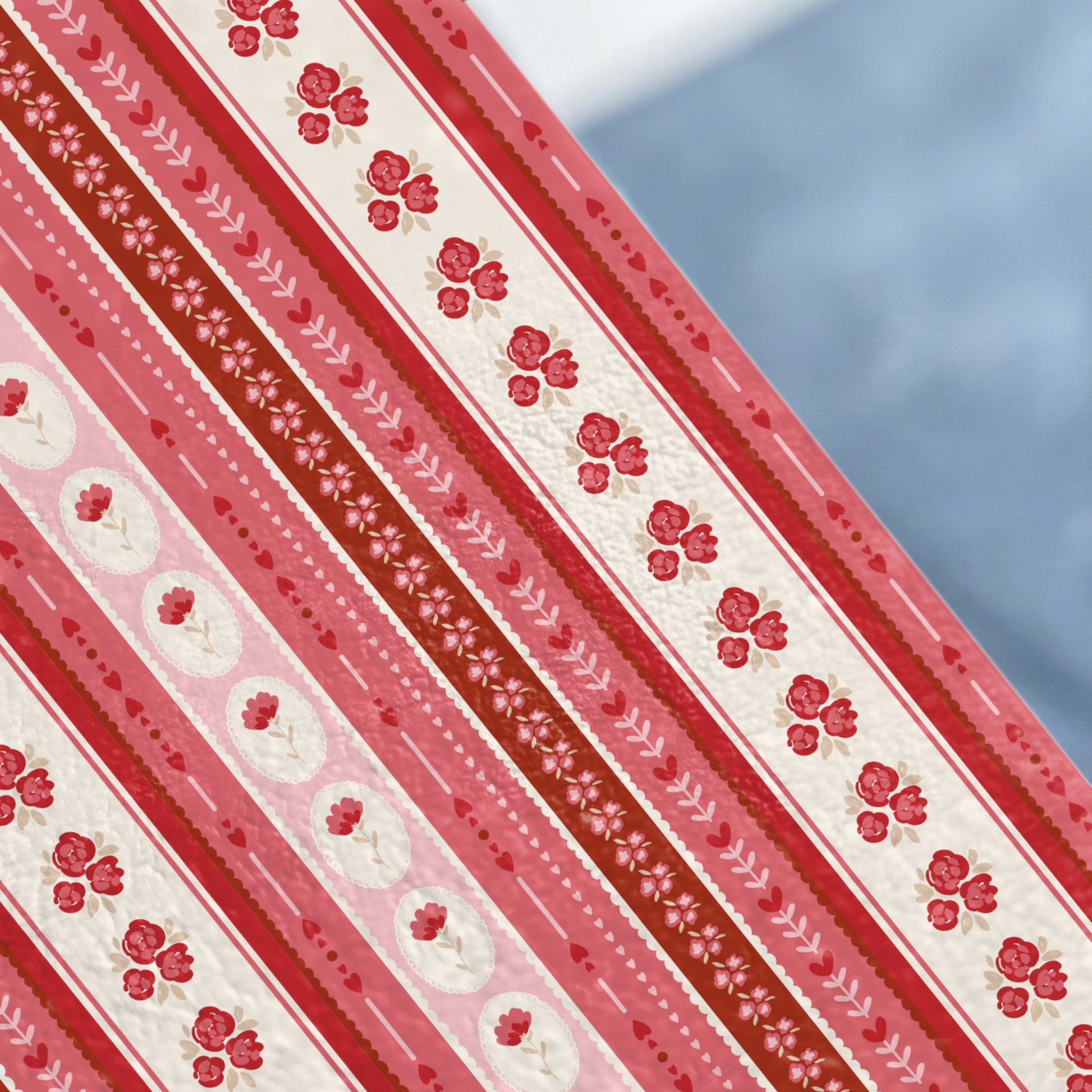 Red and White Striped Floral Patterned Design Sheet
