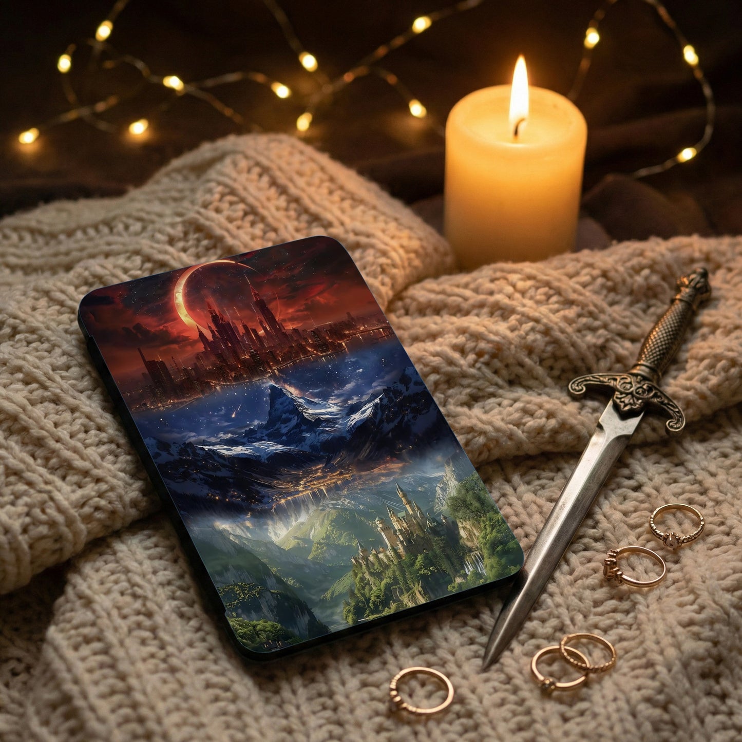 Red Sky City Snowy Mountains Green Valley Castle product type