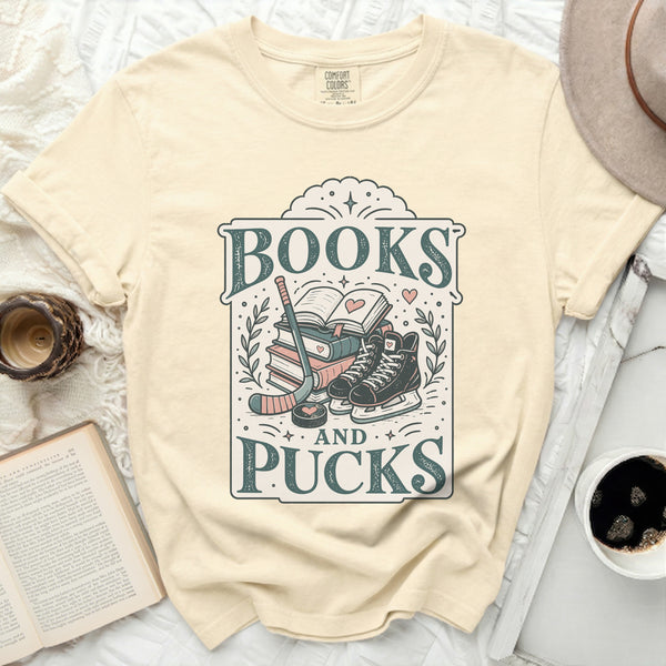 Books & Pucks Tee in Ivory