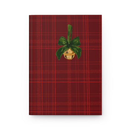 Red Plaid Journal with Green Bow and Ornament Design