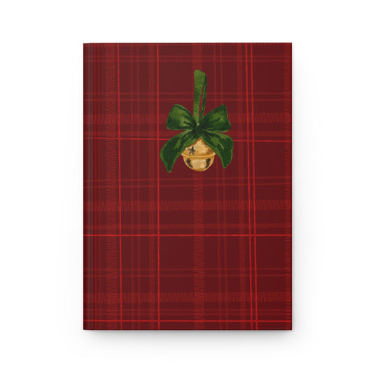Red Plaid Journal with Green Bow and Ornament Design