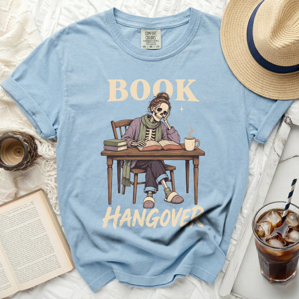 Book Hangover Skeleton Tee in Chambray