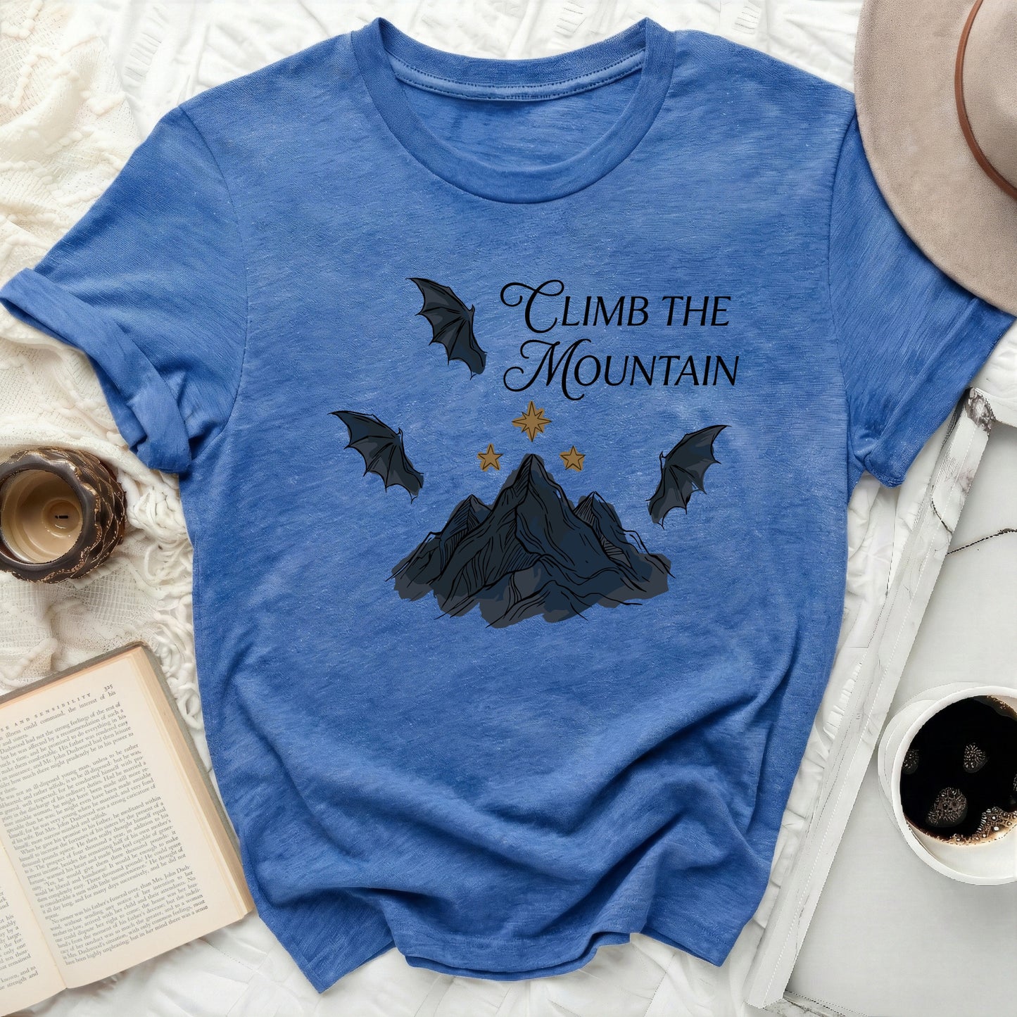 CLIMB THE MOUNTAIN Blue Bats Stars Design product type