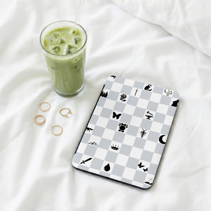 Checkerboard Icons Gray White Device Case product type