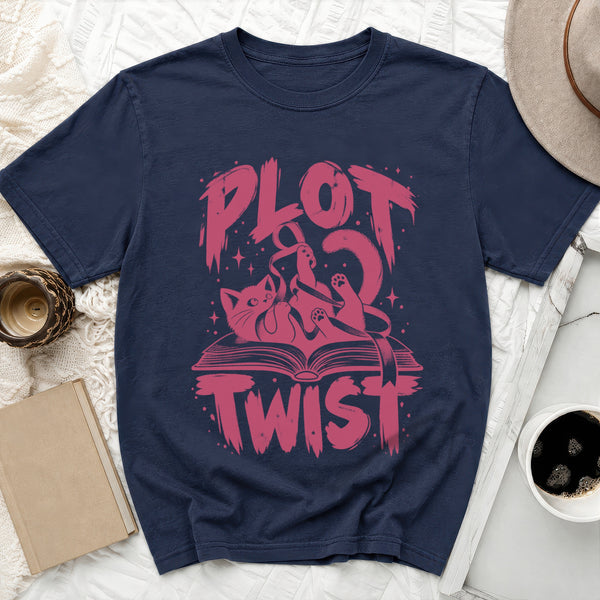 Plot Twist Cat Tee in True Navy