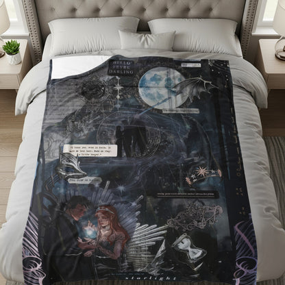 Enchanting Fantasy Collage Moonlit Lovers Blanket