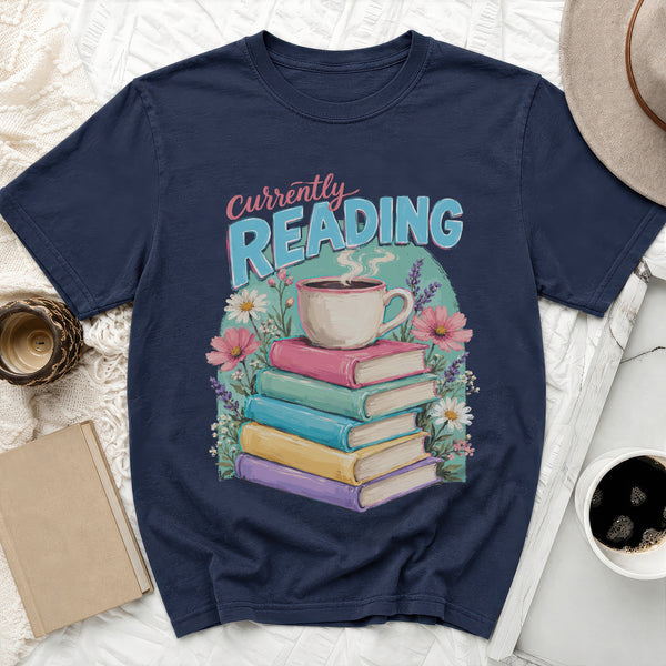 Currently Reading Tee in True Navy