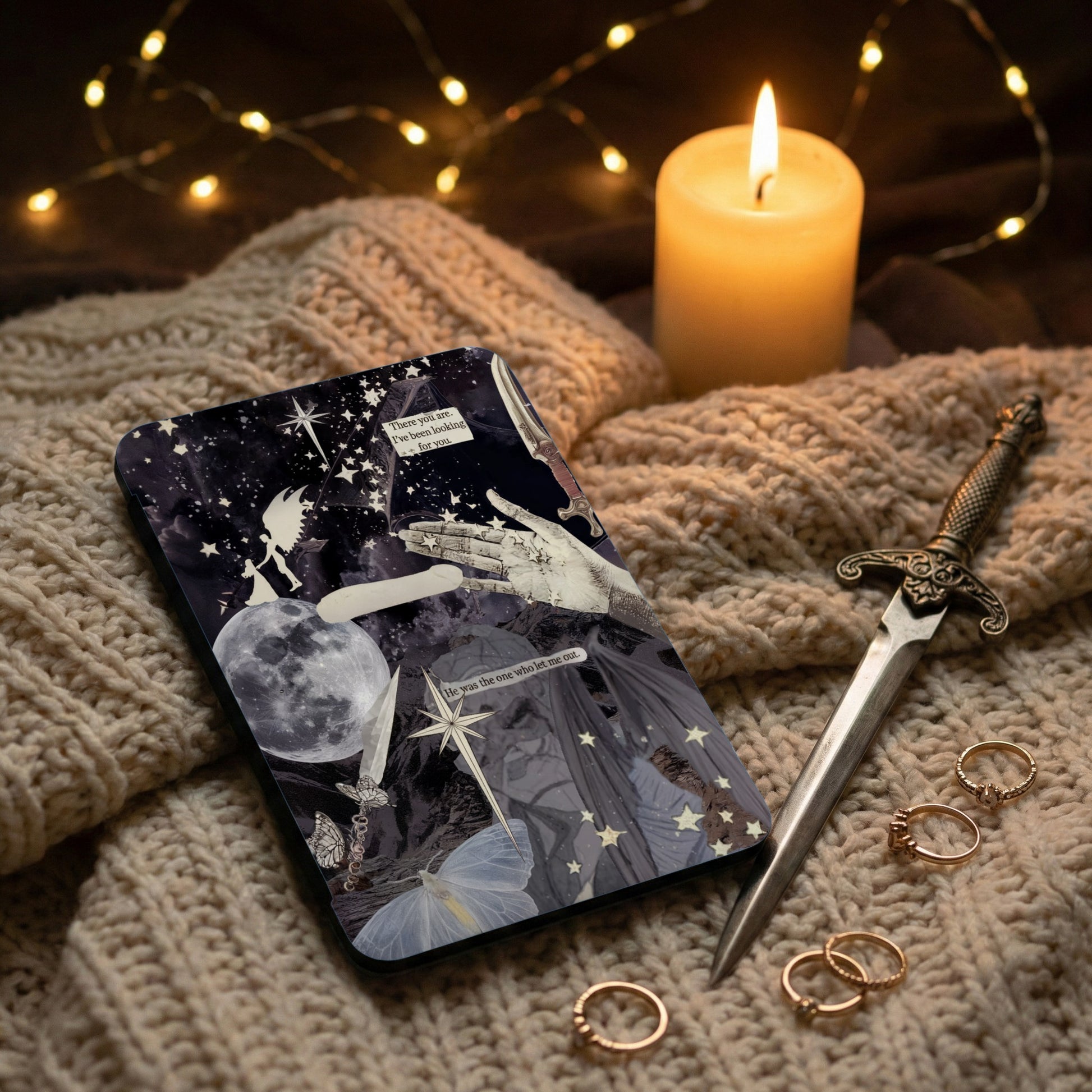 Celestial Moon Stars Angelic Hands Butterfly Art product type