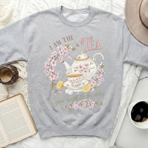 I AM THE TEA Sweatshirt in Sport Grey