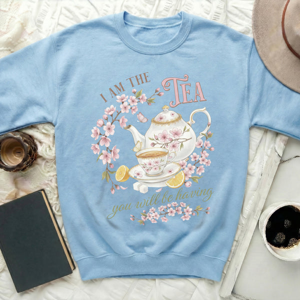 I AM THE TEA Sweatshirt in Light Blue