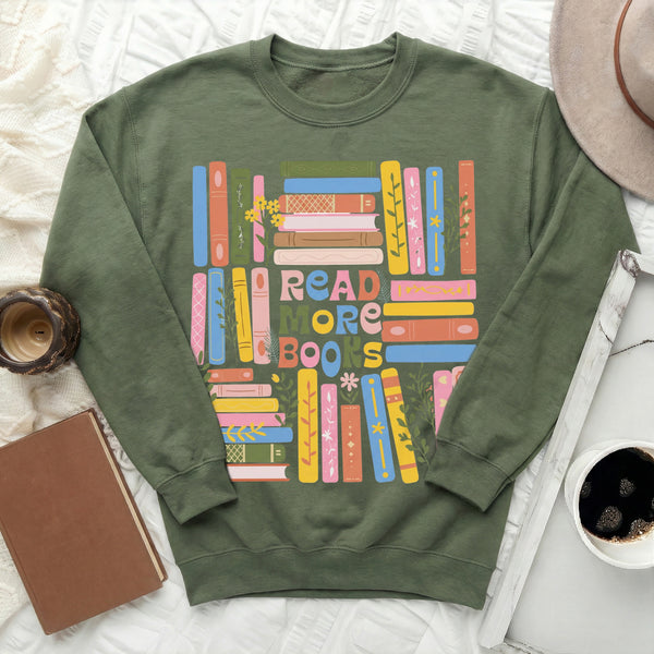 Vibrant Bookshelf Sweatshirt in Military Green