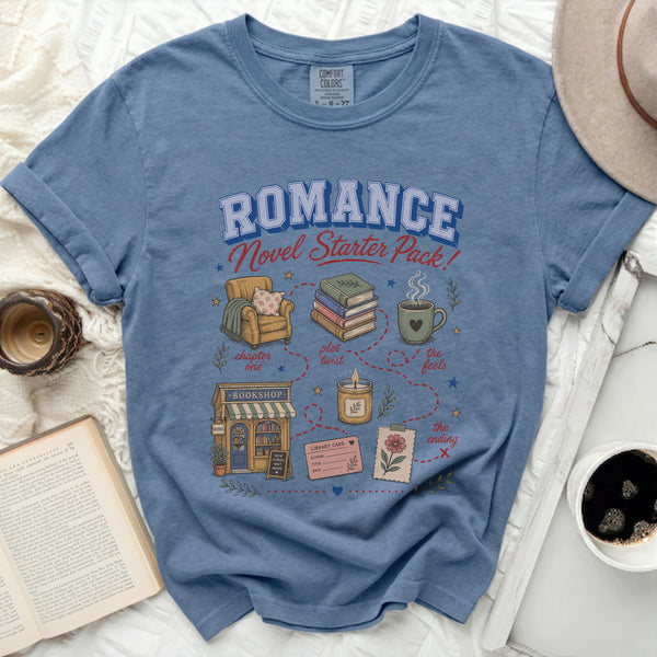 Novel Starter Pack Tee in Blue Jean