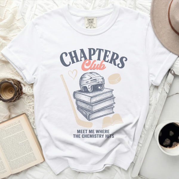 Chapters Club Vintage Hockey Tee in White