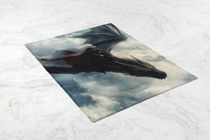 Epic Fantasy Dragon Rider on Soft Fleece Blanket