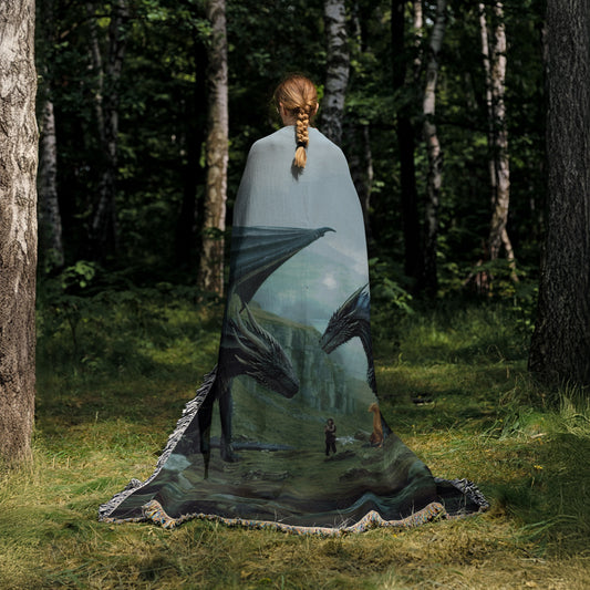 Fourth Wing Dragons Woven Throw Blanket