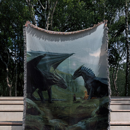 🖤 Fourth Wing Woven Throw Blanket - Dragon Rider’s Dream 🐉✨