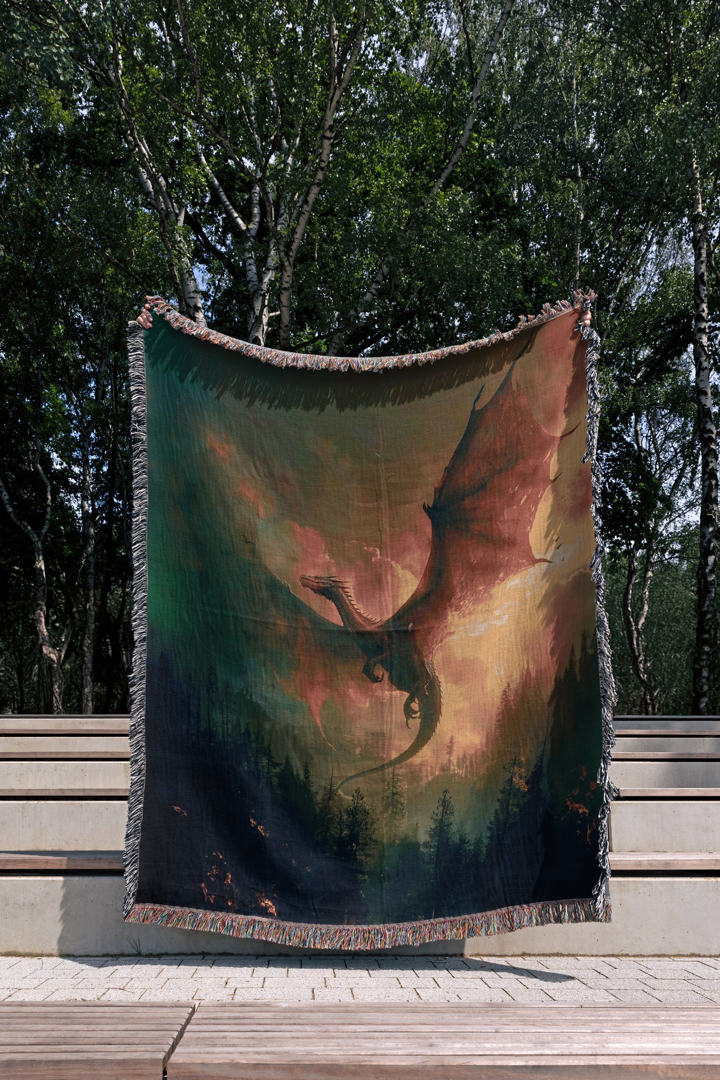 🔥 Majestic Dragon Woven Blanket – Fantasy Inspired Decor 🔥