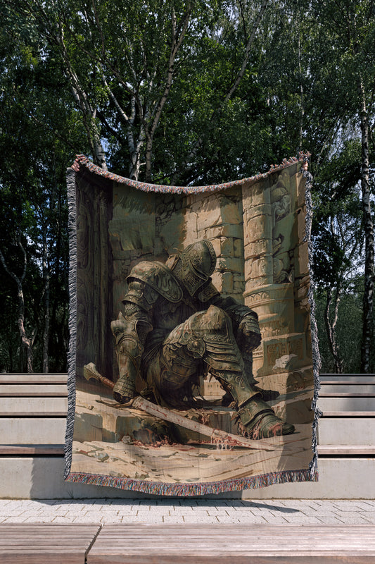 🛡️ Wounded Warrior Woven Tapestry Blanket