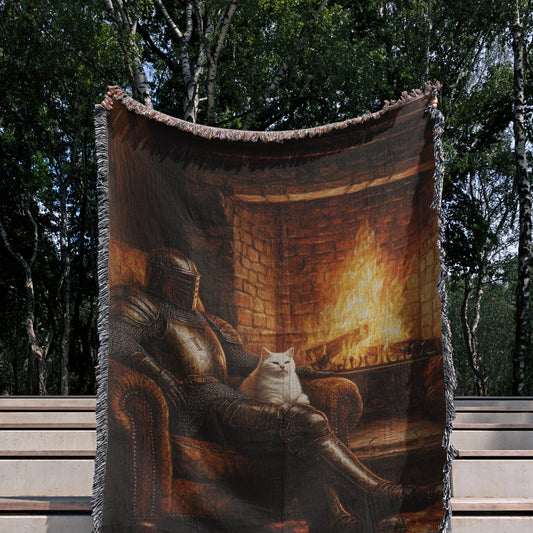 Knight & Cat Cozy Woven Blanket 🛡️🐾