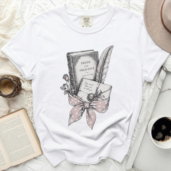 Austen Literary Charm Tee in White