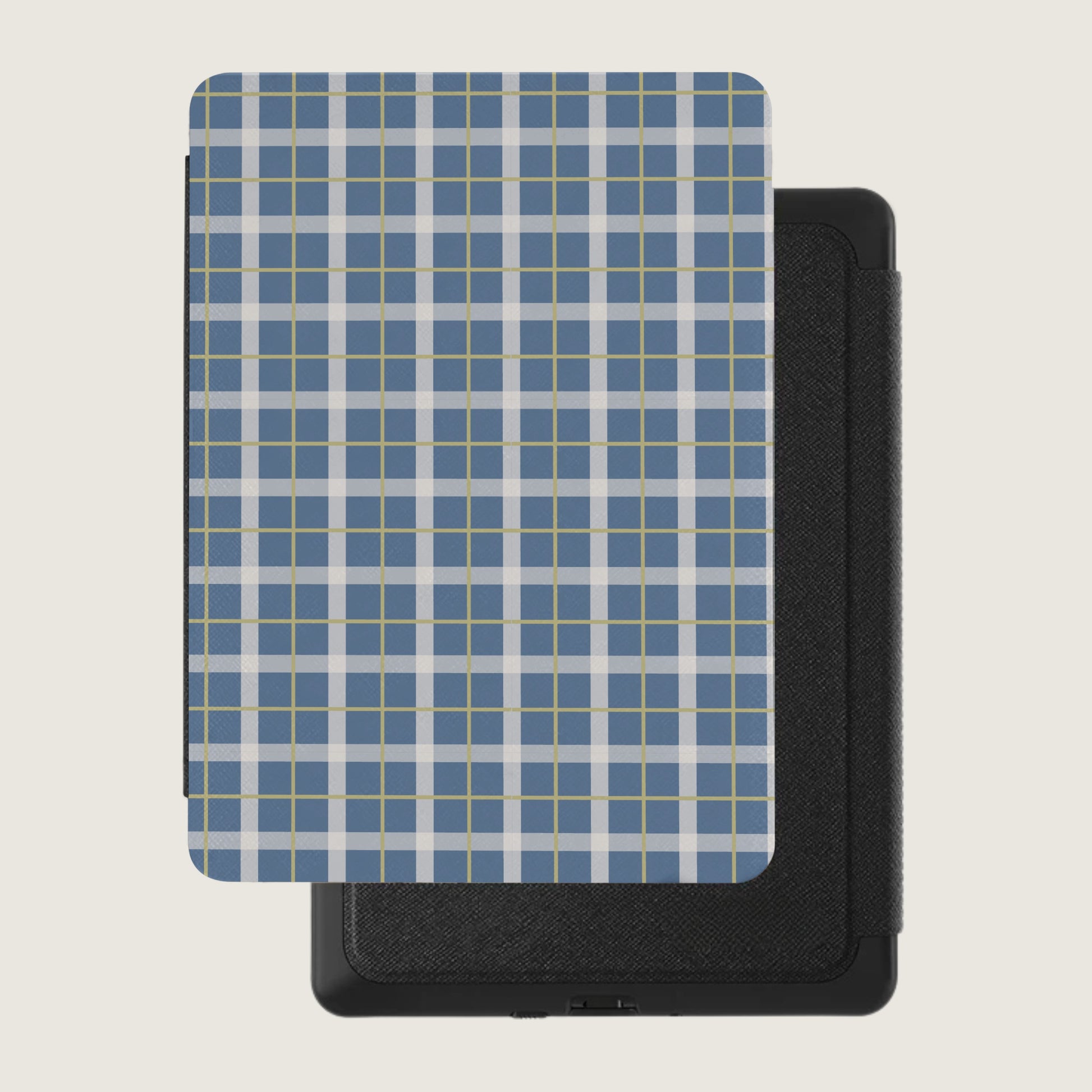Blue and White Checkered Pattern Kindle Case