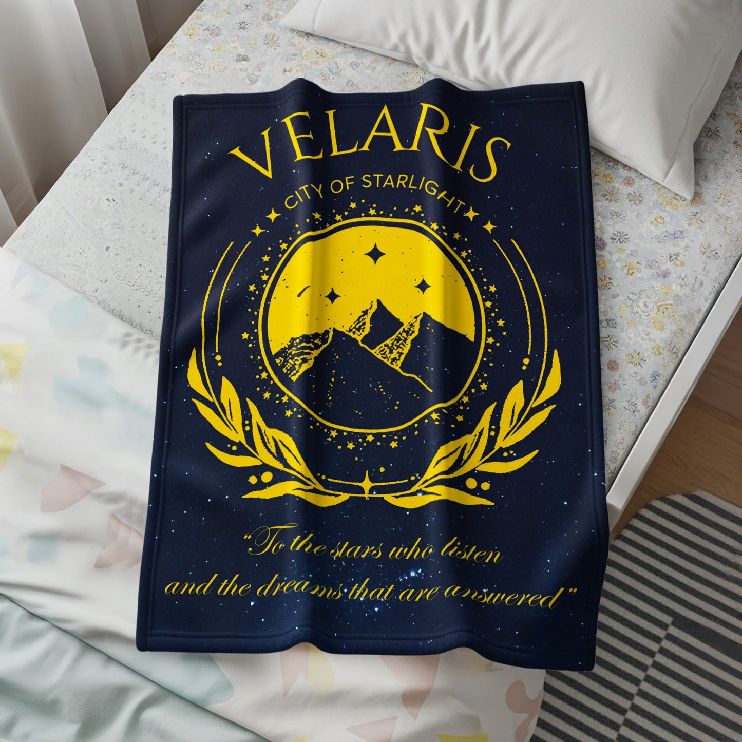Velaris City of Starlight Quote Design Blanket