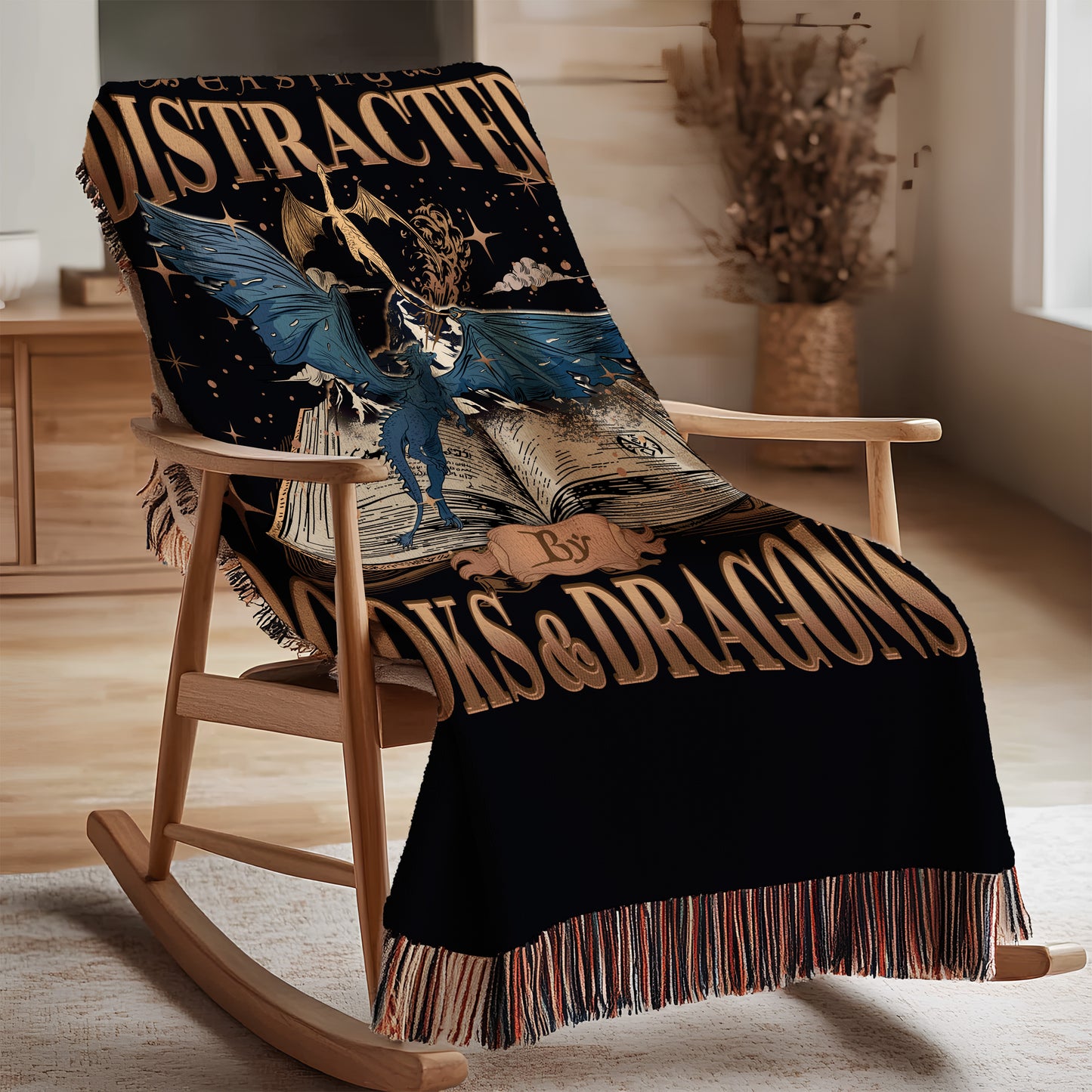 Easily Distracted by Books & Dragons Blanket