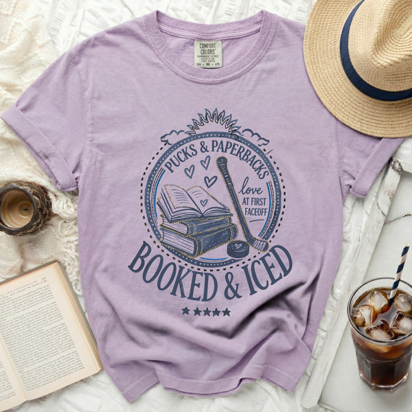 Booked & Iced Hockey & Books Tee in Orchid