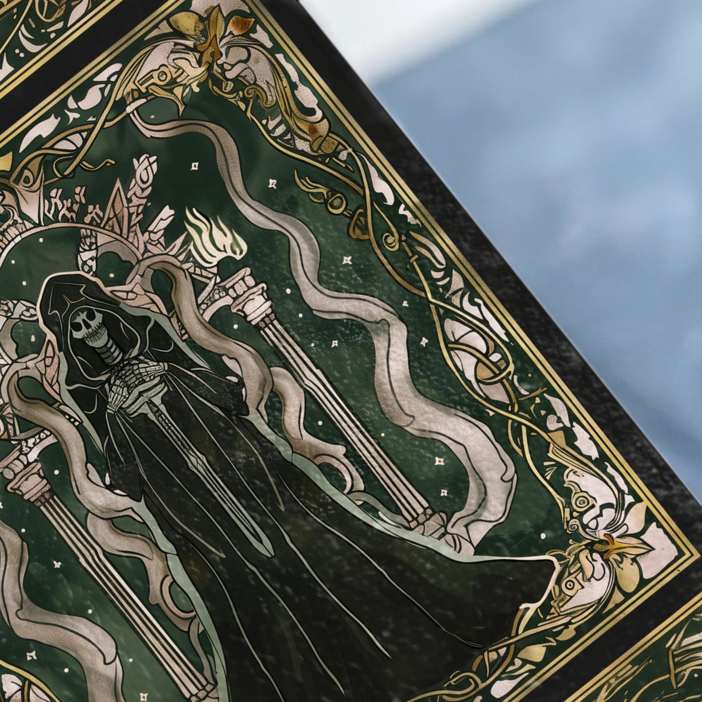 Green Reaper Skull Gold Ornate Art product type