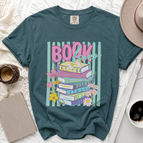 Book Lover Tee in Blue Spruce