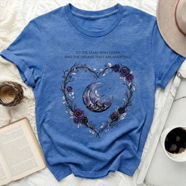 Midnight Rose Heart Tee in Heather True Royal