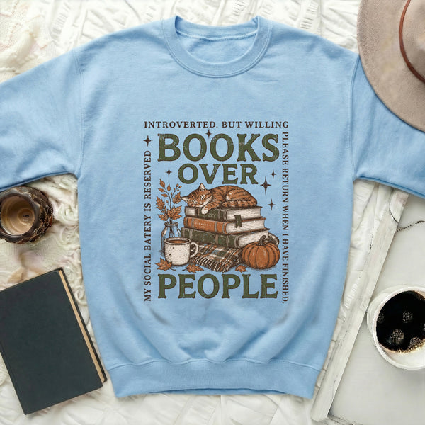 Books Over People Sweatshirt in Light Blue