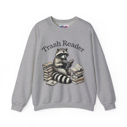 "Trash Reader" Raccoon Book Lover Sweatshirt - MagicMerchEmporium