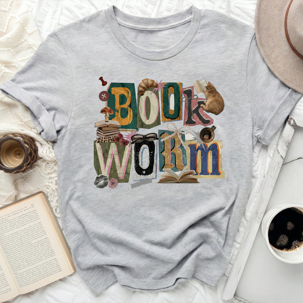 Book Worm Literary Tee in Athletic Heather