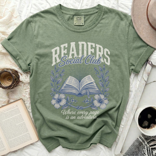 Readers Social Club Literary Tee in Moss