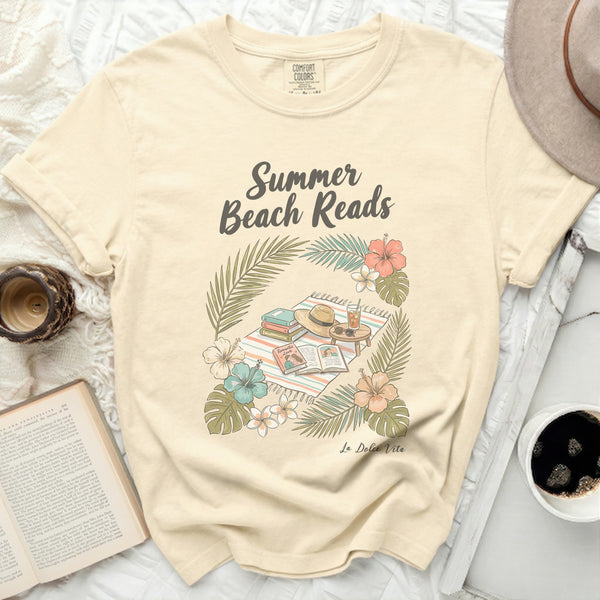 Summer Beach Reads Tropical Tee in Ivory