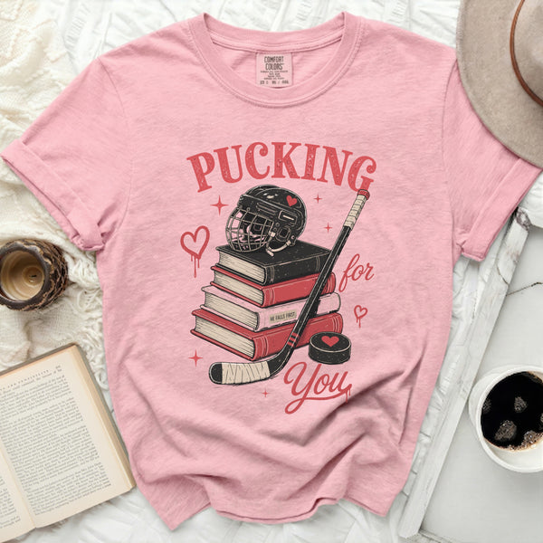 Pucking For You Hockey Romance Tee in Blossom