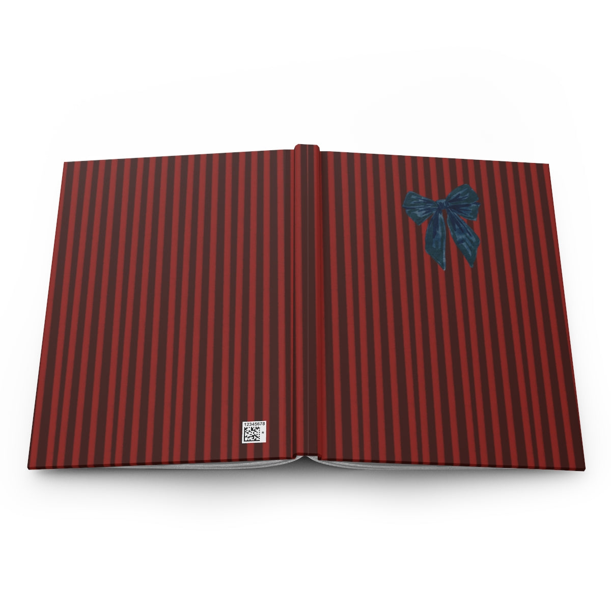 Red and Black Striped Open Notebook with Blue Bow