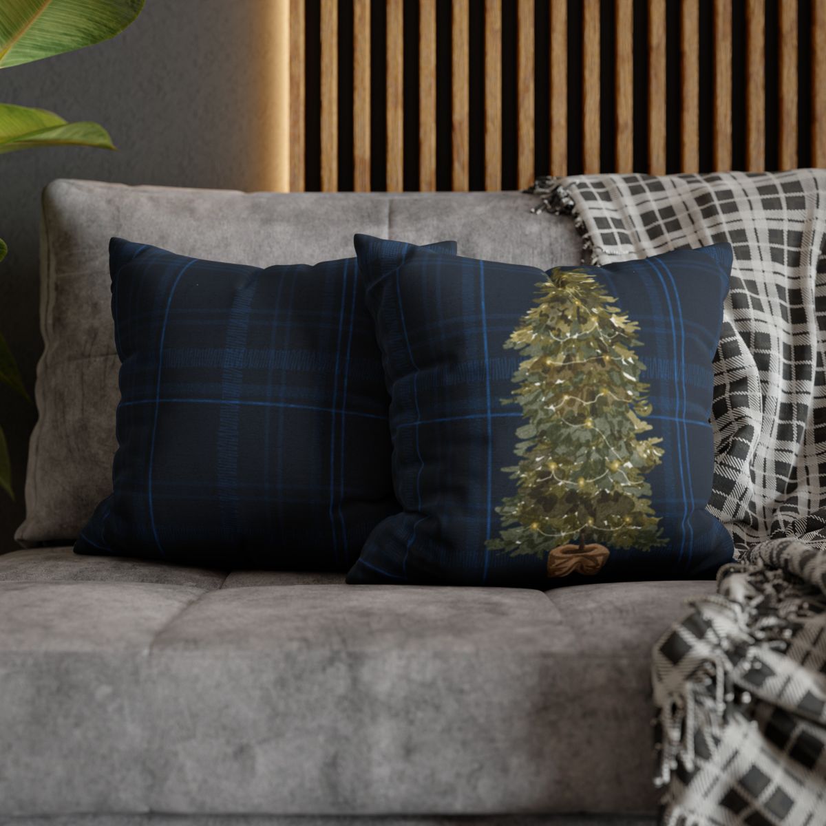 Festive Pillow with Christmas Tree Design Home Decor