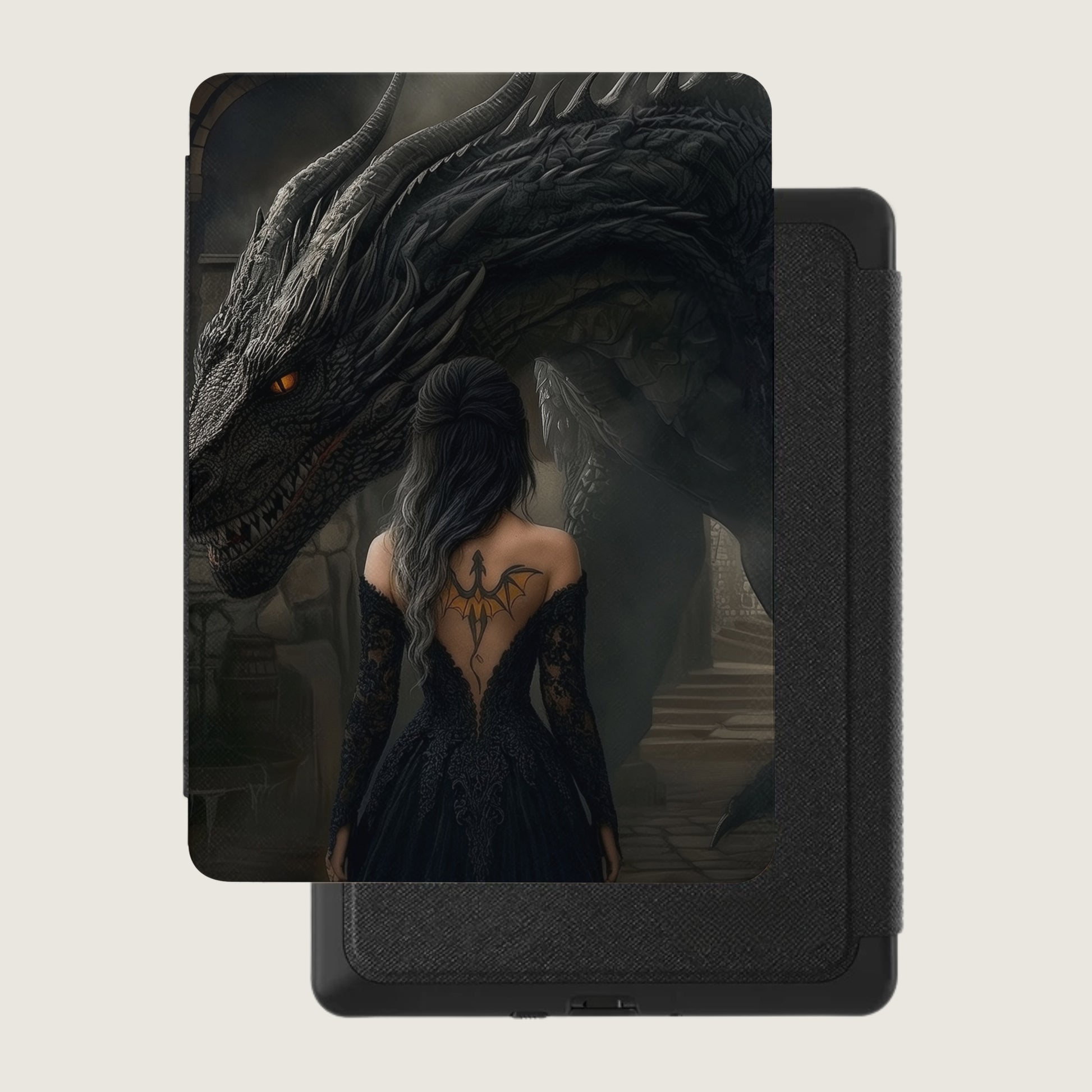Dark Fantasy Woman Dragon Tattoo Mystical Art product type