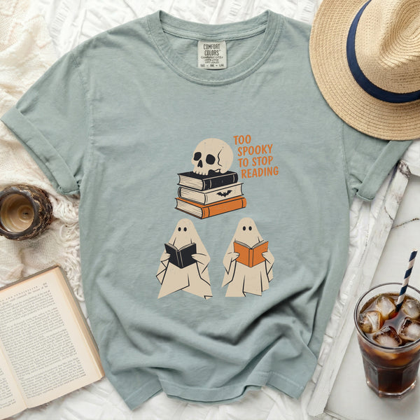 Spooky Reader Bookworm Ghoul Tee in Bay
