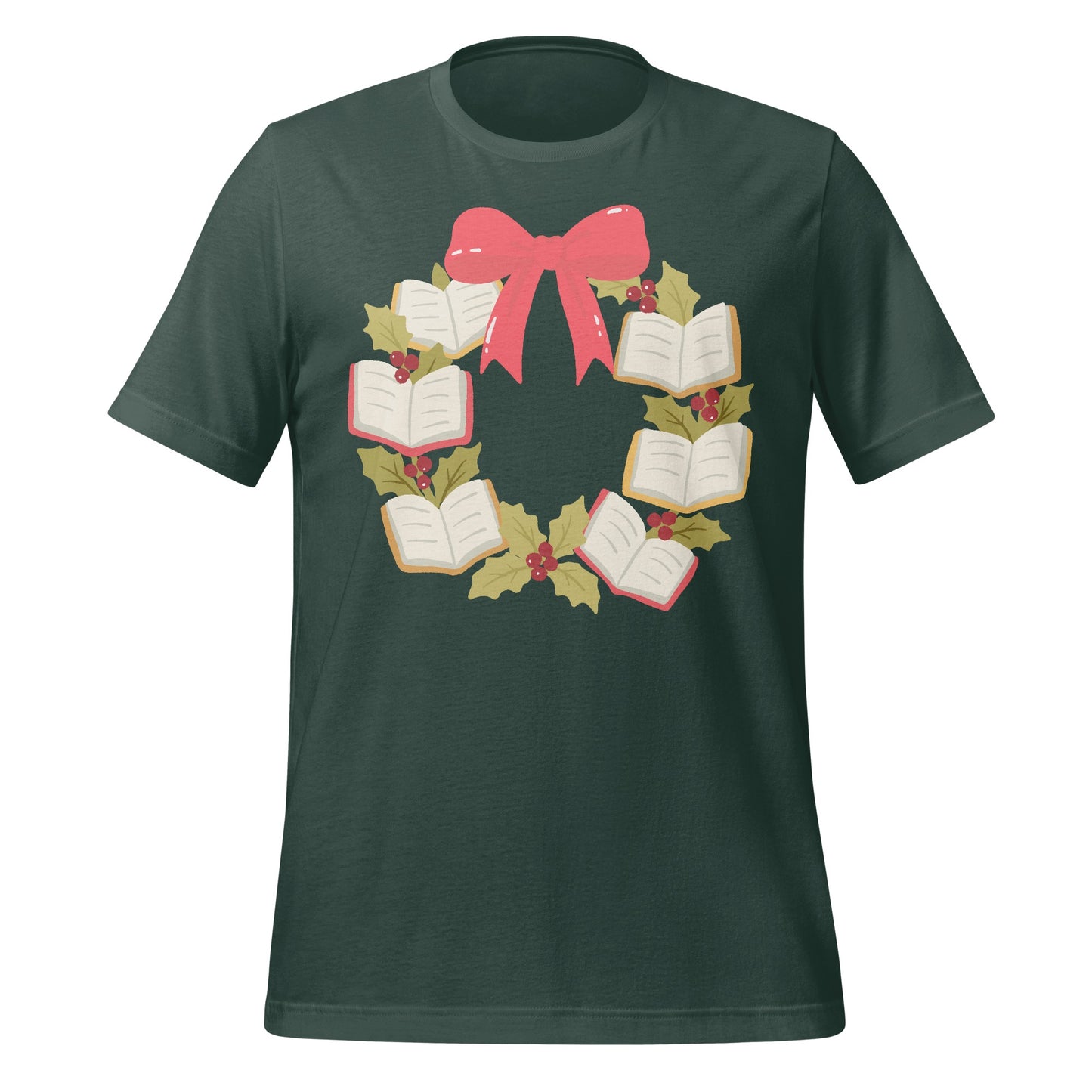 Festive Holiday Wreath with Bow Graphic T-shirt