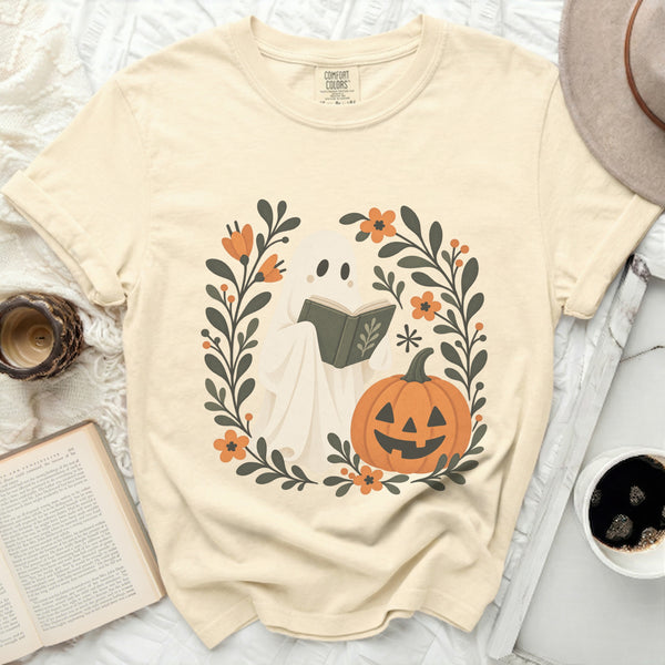Bookish Ghost Book Tee in Ivory