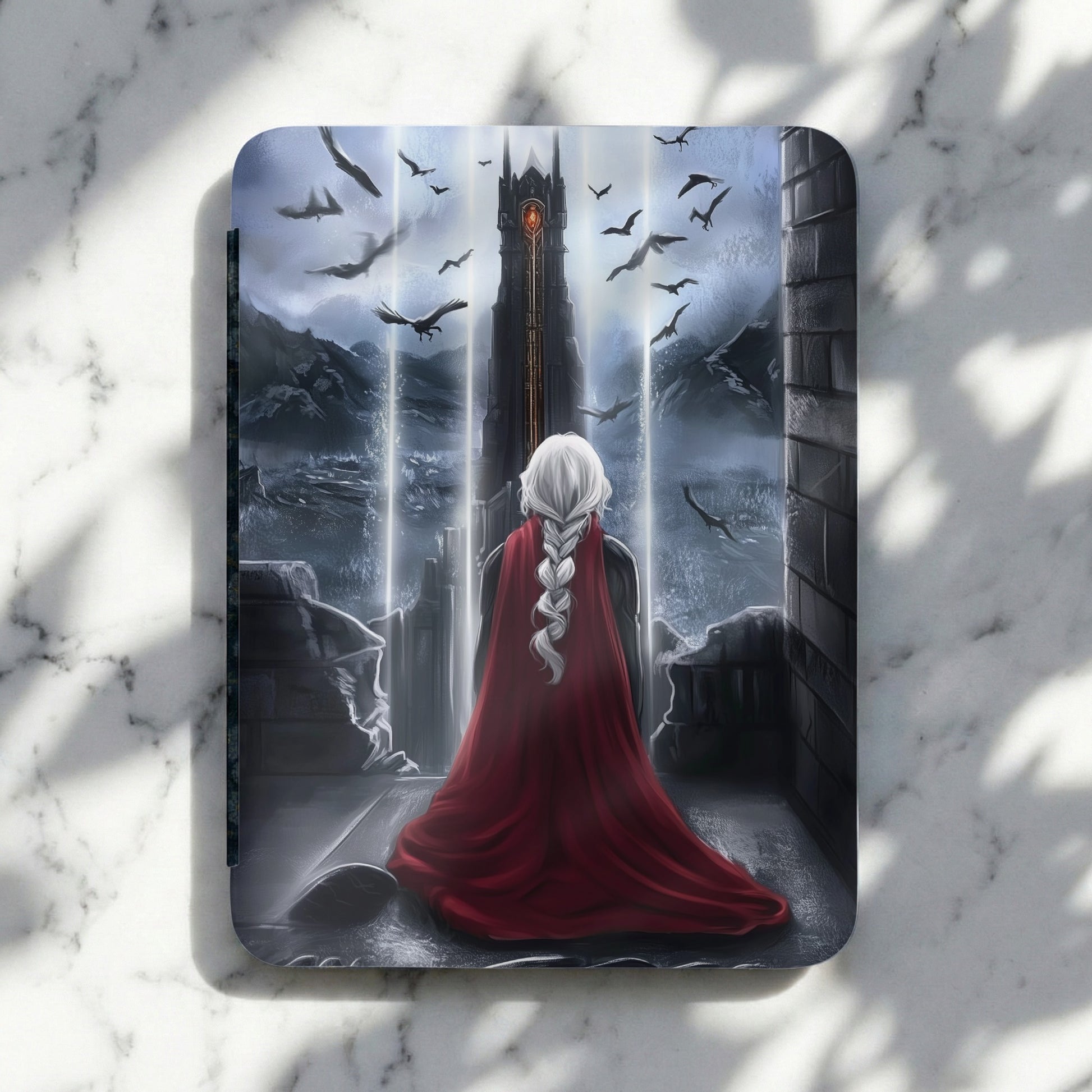 White Haired Figure Red Cloak Dark Tower Flying Birds product type