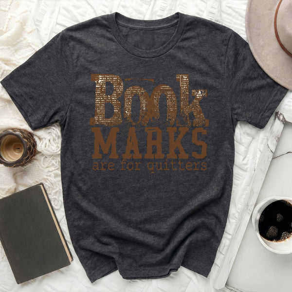 BOOK MARKS are for quitters Tee in Dark Grey Heather