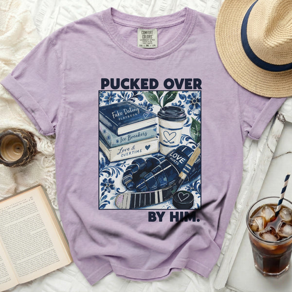 Pucked Over By Him Hockey Tee in Orchid