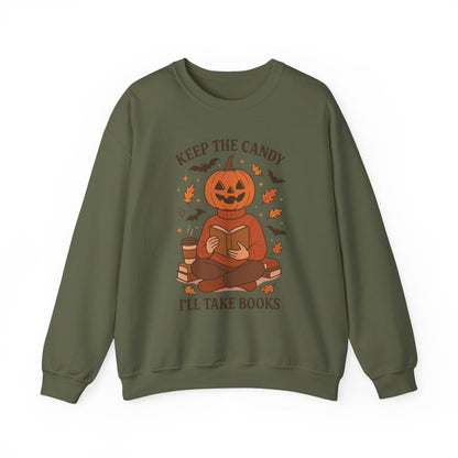 Keep the Candy I'll Take Books Halloween Sweatshirt
